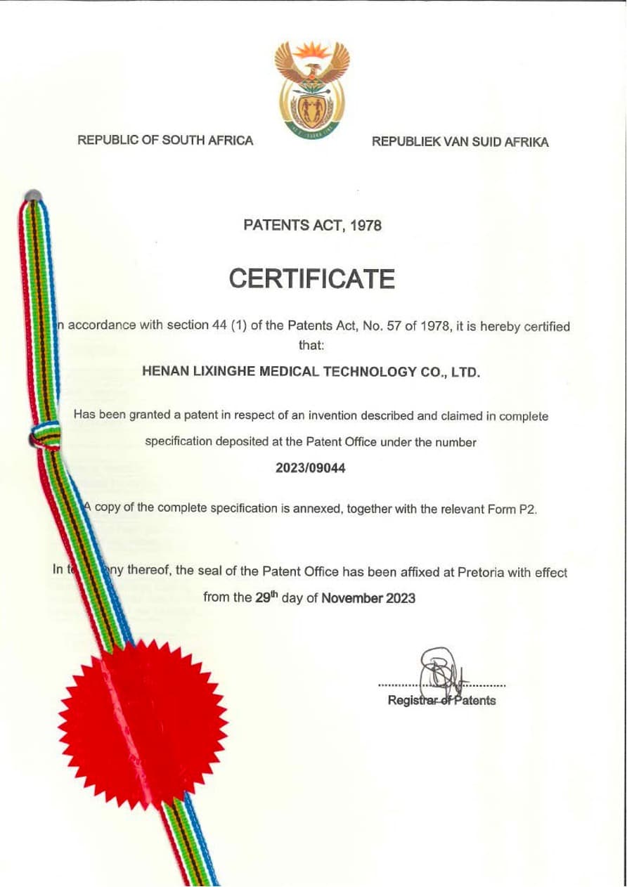Patent certificate — South Africa — Microwave Physio Therapy Acupoint Acupuncture Device